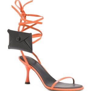 NEW NEOUS Made In Italy Leather Mintaka Ankle Strap Mini Bag heel Sandals orange